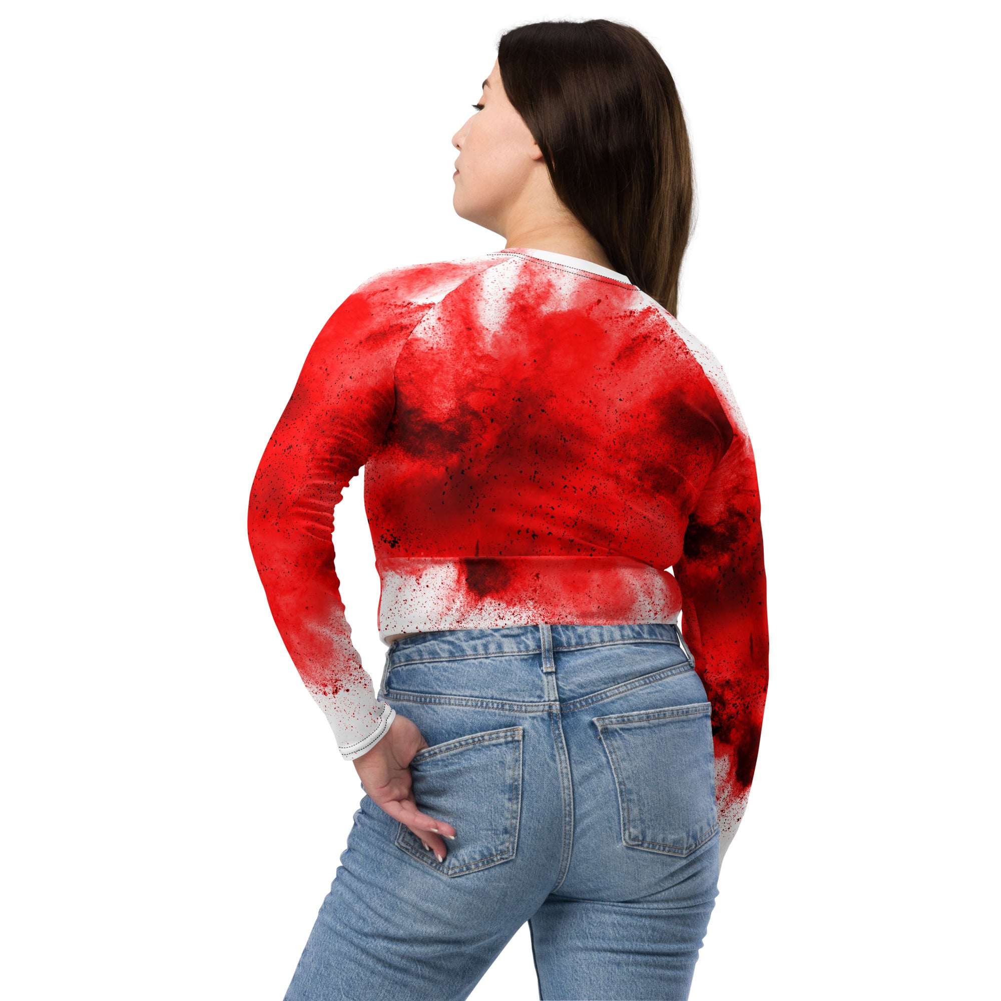 Christmas Party Cropped Top. Long Sleeved Christmas Colors Streetwear or Activewear. WickedYo.